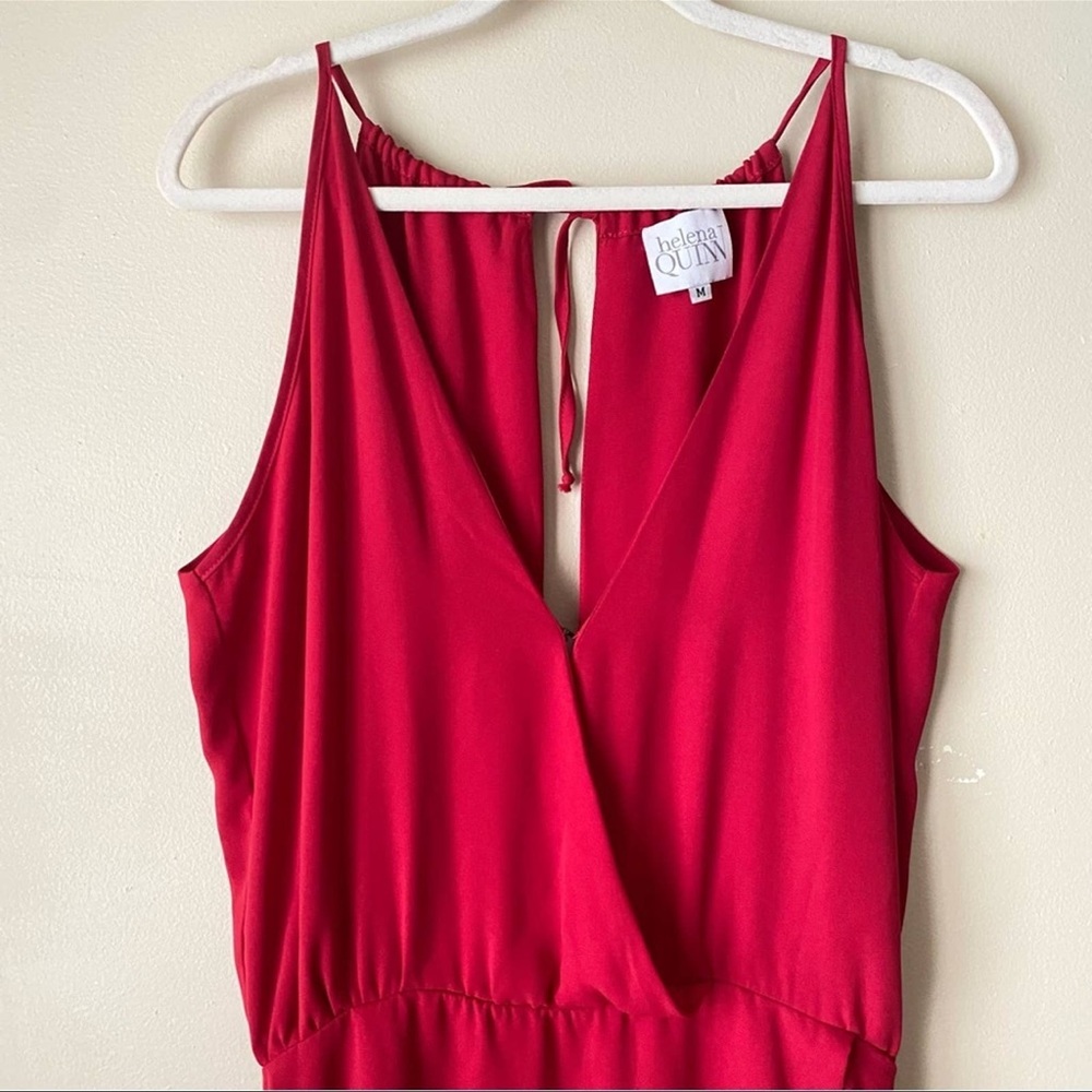Helena Quinn red wrap dress size M silk poly blend - Picture 3 of 9